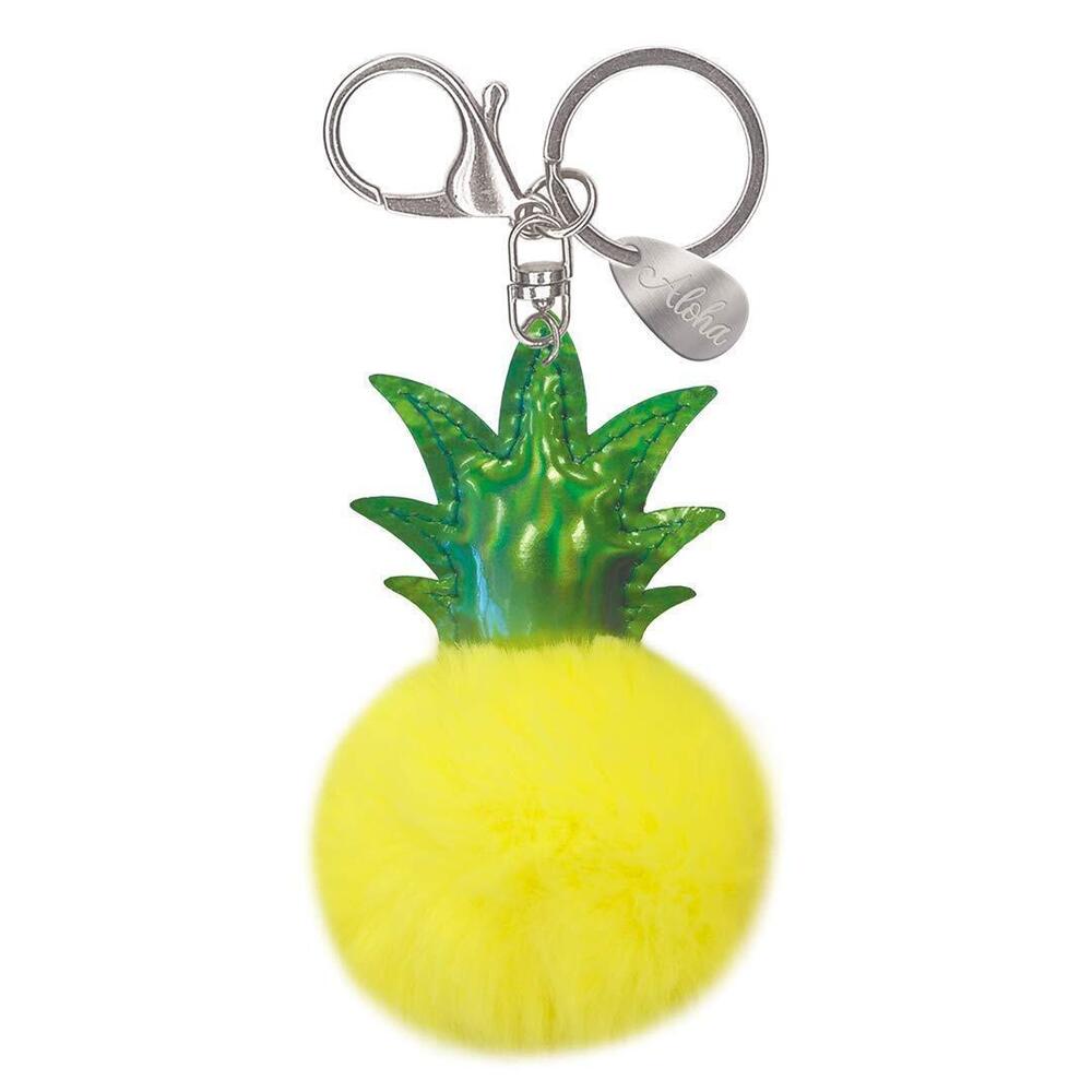 8440 Hawaiian Island Pom Poms Keychain Pineapple - Aloha